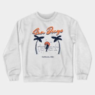 San Diego California USA Summer Beach Surf Crewneck Sweatshirt